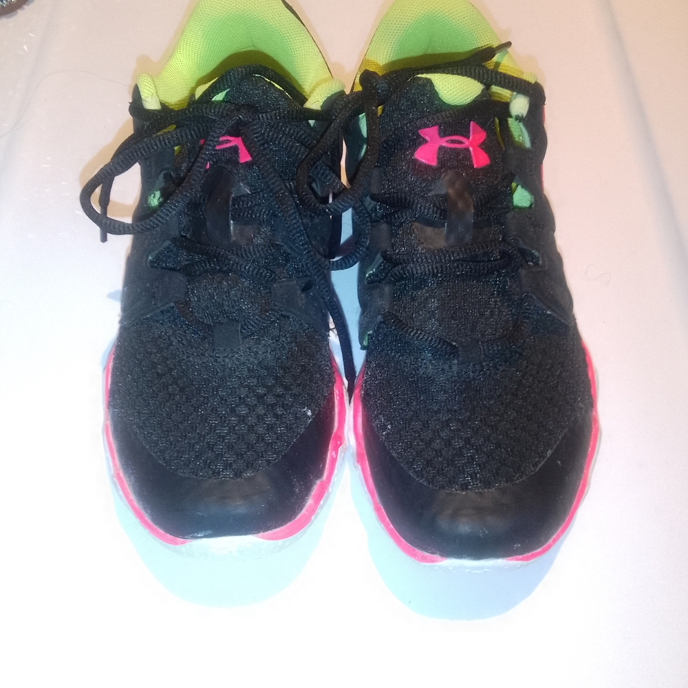 Under Armour Black Sneakers with Pink and Neon Yellow Highlights